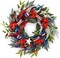 Patriotic Memorial Day Wreath for Front Door, 22 Inch 4th of July Wreaths, Red White Blue Wheat Door Wreath Decorations with Ornaments for Porch for National Holiday